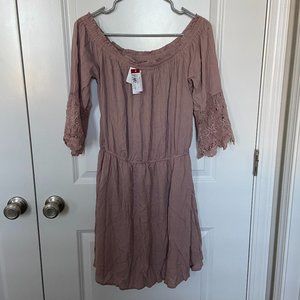 NWT Rose Colored Off The Shoulder Dress